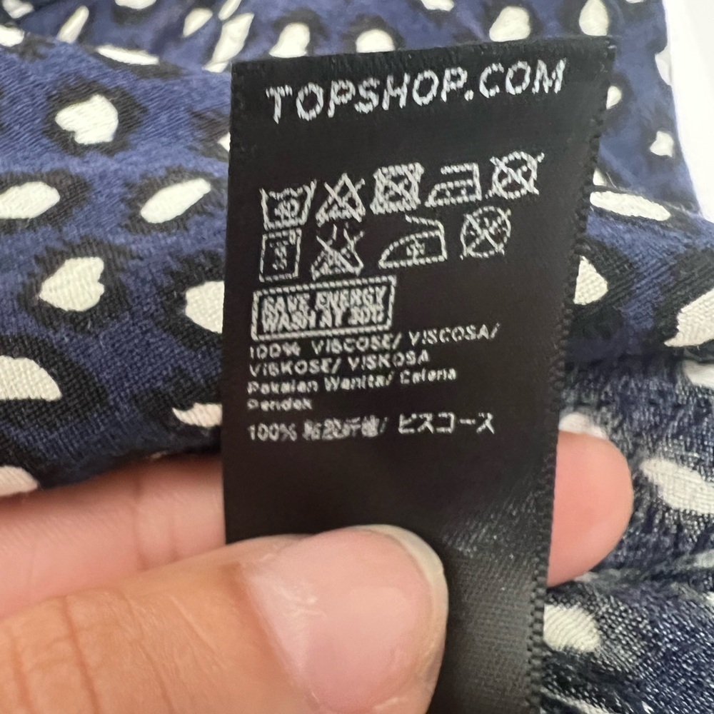 Topshop Navy and White Patterned High Waist Shorts - Picture 10 of 12